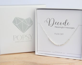 Sterling Silver Morse Code Necklace: Hidden Message Gift