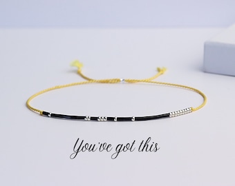 You've got this Morse code beaded bracelet | Confidence jewelry | Dainty seed bead secret message bracelet | Motivational gift for her