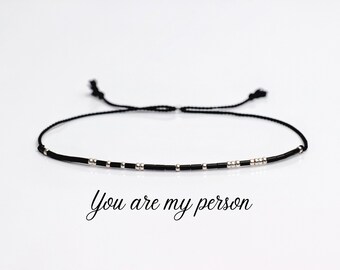 You are my person Morse code bracelet | Morse code armband | Bracelet homme | Letter box gift | Custom Minimal Secret Message Bracelets