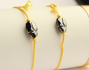Swarovski Scarab Silk Bracelet: Adjustable Crystal Seed Bead Clasp