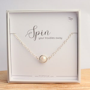 Sterling Silver Fidget Necklace: Preciosa Pearl Worry Bead