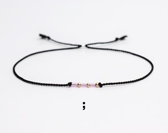 Semikolon Morse-Code Perlenarmband, Geschenk für psychische Gesundheit, Morse-Code Armband, Geschenk für Depression, Semikolon Armband, Semikolon Schmuck