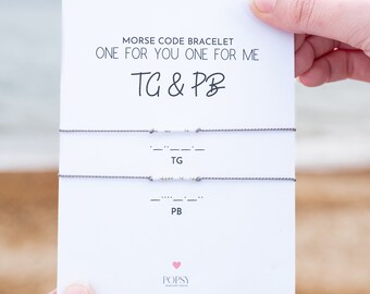 Couples Initials Morse Code Bracelets: Partner Gift