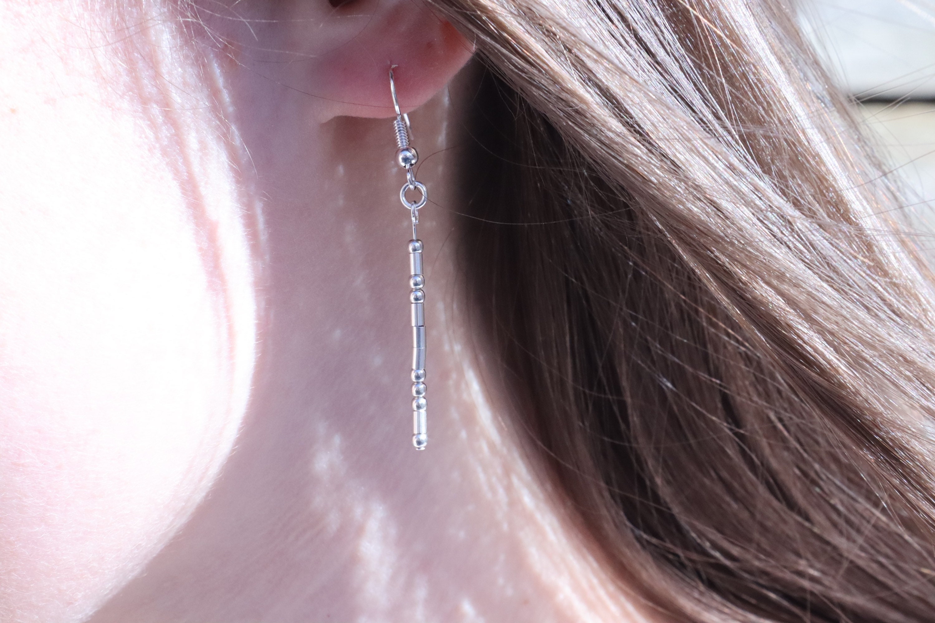 Custom Morse Code Sterling Silver Dangle Earrings