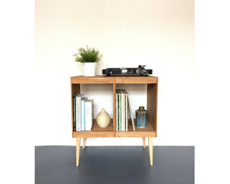 Vinyl Storage Cabinet, TV Stand, Minimalist Record Player Stand, Sideboard, Industrial Storage, Rustic Design, Solid Wood 
