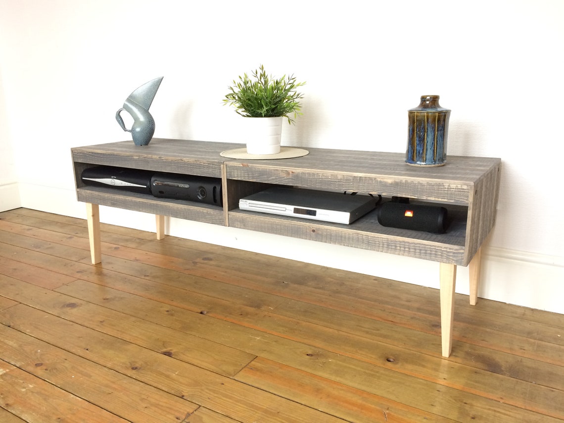 2 Box TV Stand Media Storage Unit Low Sideboard Rustic Etsy UK