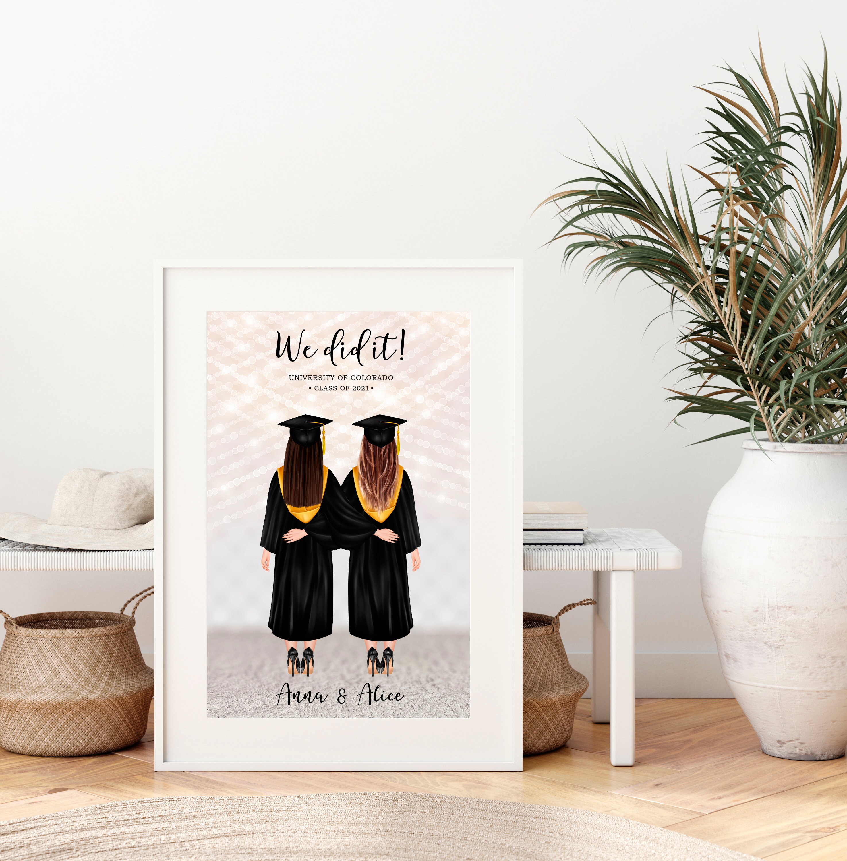 Graduation Print Best Friends Graduation Gift Personalized Etsy