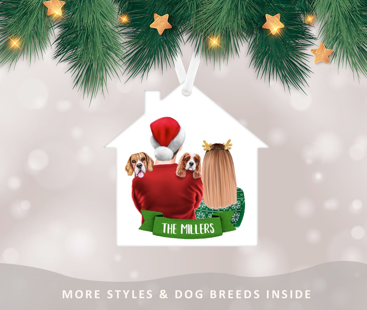 Family Christmas Ornament Couple Dog Ornament Dog family Etsy