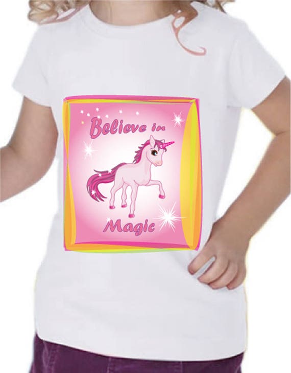 Unicorn Personalised Girls Third Birthday Tshirt Top Three