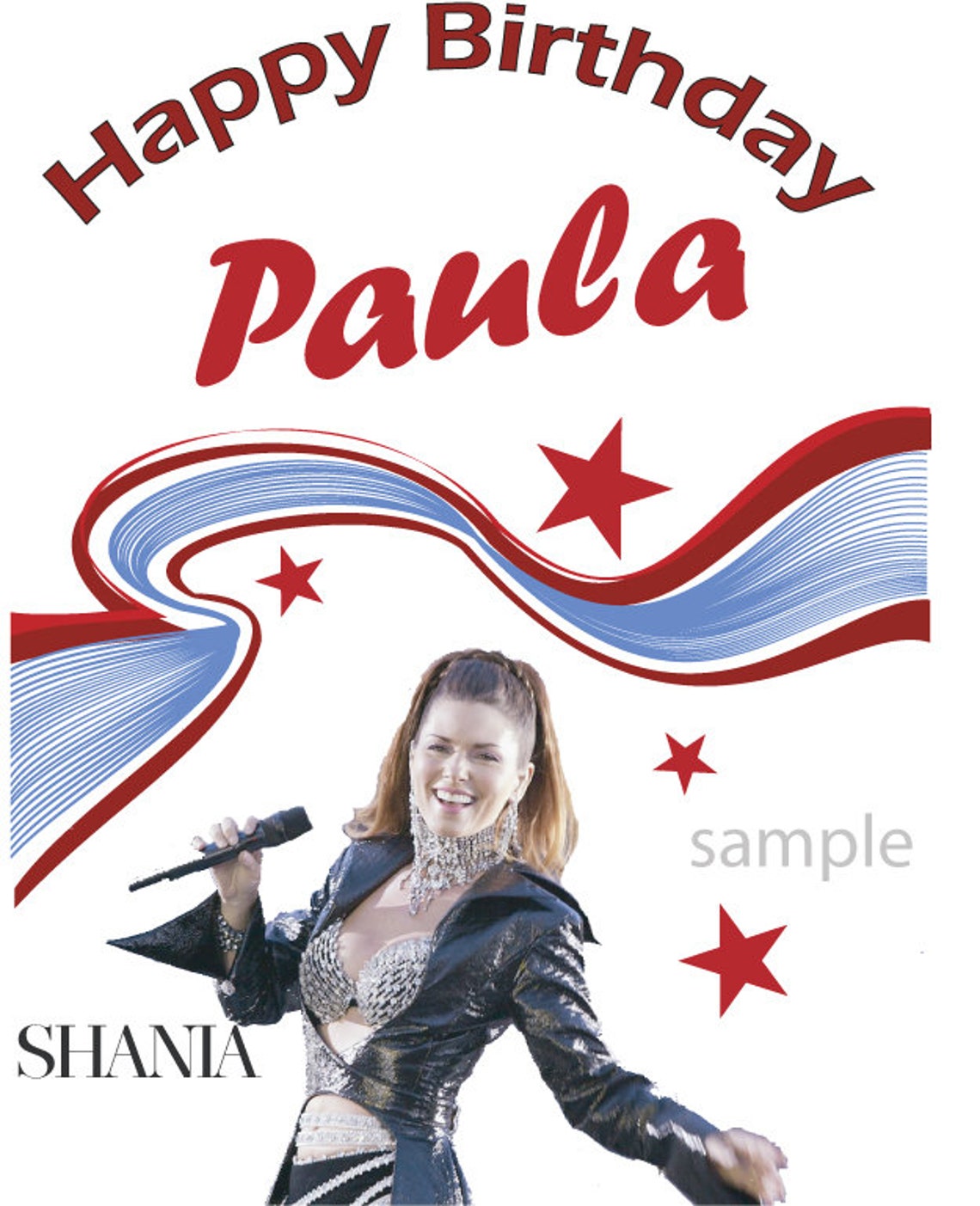 Shania Twain Personalised Birthday Card With Image of Shania Etsy