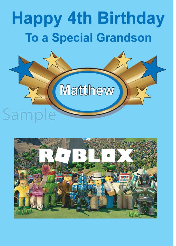 Roblox Personalised Birthday Card With An Image Of Roblox Gb Etsy - roblox card ireland
