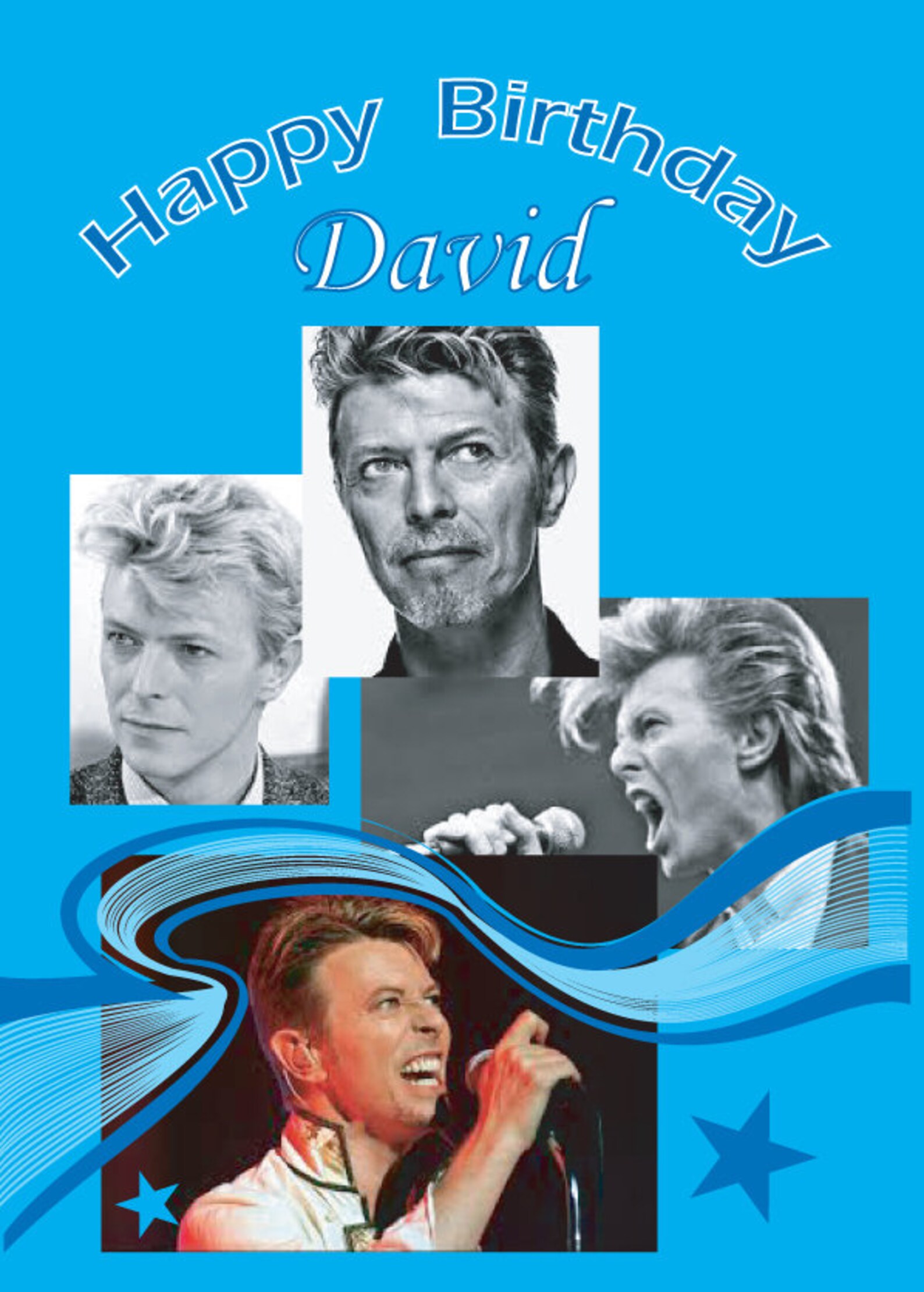 David Bowie Personalised Birthday card GB Any name printed | Etsy