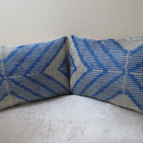 Free Shipping,16 inches x 24 inches,Silk Velvet ikat Pillows,Hand Loom Made Silk Velvet ikat Cushion shops Covers,twin pillows, a couple pillow
