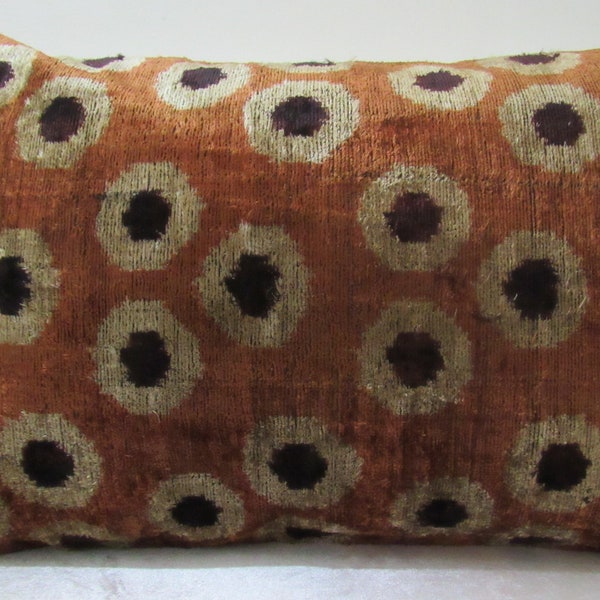 Free Shipping,16 inches x 24 inches,Silk Velvet ikat Pillow,Hand Loom Made Silk Velvet ikat Cushion Cover,ikat Fabric,Decorative Pillow