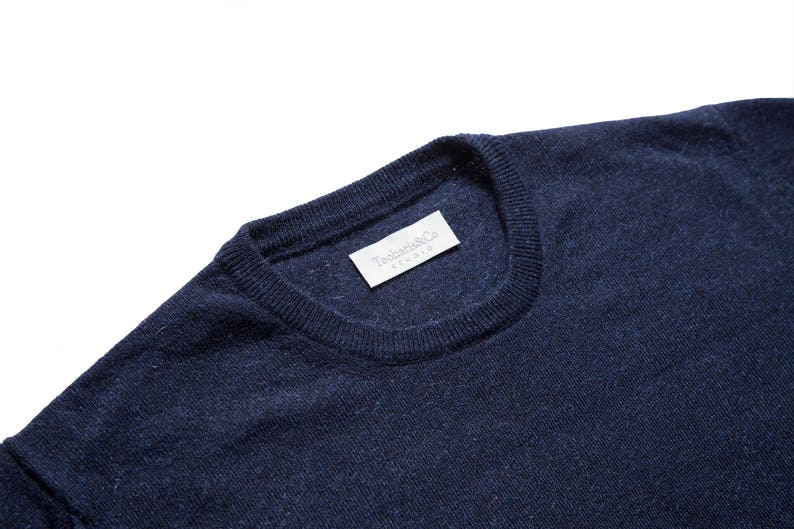 Knit Wool Sweater Navy and Beige Colour |Crew Neck Sweatshirt| Gift for Him | Classic Crew-Neck The Men\u2019s Style from Teoharis/&Co