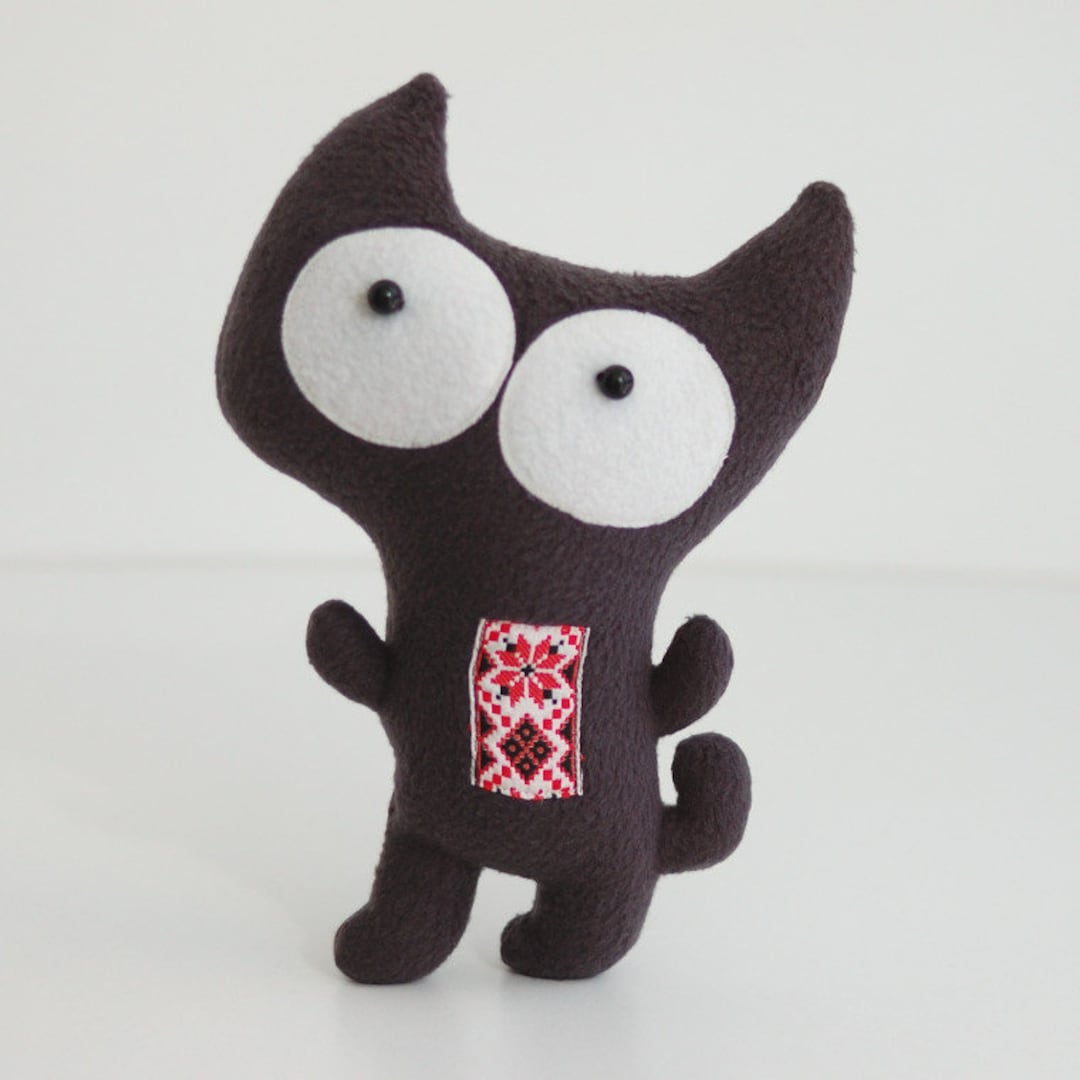 Black Cat Plush Stuffed Animal Black Cat Ornament Cute Cat Plush Grey