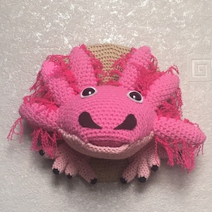 Handmade axolotl head wall hanging