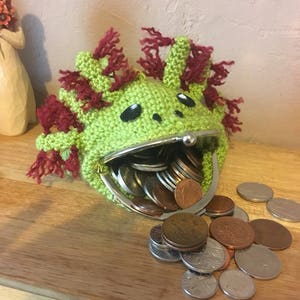 Bolso de moneda axolotl hecho a mano