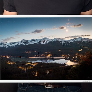 Breckenridge at Night Photo Wall Art, Colorado Landscape Photography, Breckenridge Print, Breckenridge Lake, &quot;Full Moon over Breckenridge&quot;