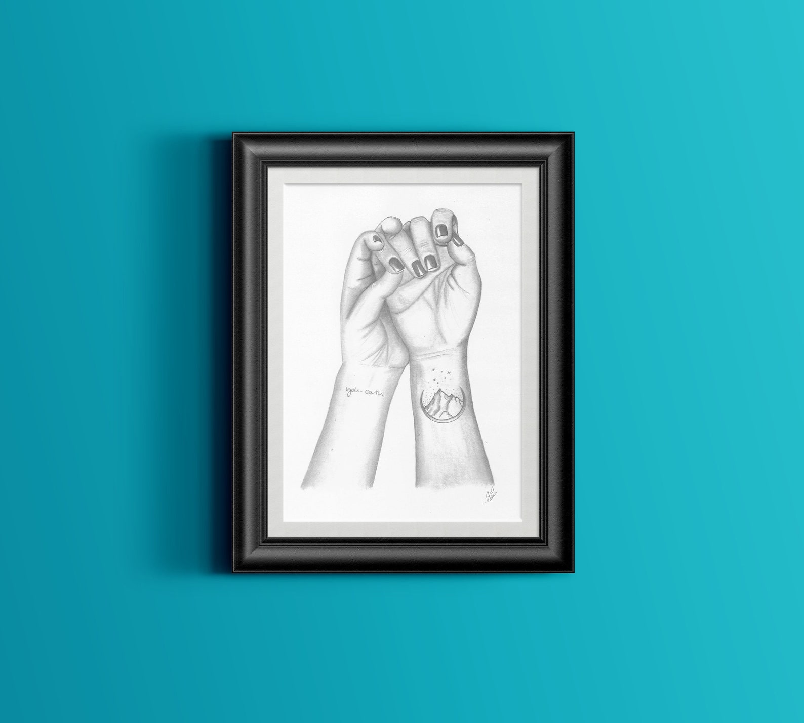 dessin-mains-entrelac-es-au-crayon-a4-personnalisable-cadeau
