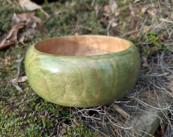 Hand turned European poplar Mappa sage stained gift wood bowl