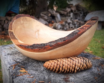 Silver maple hand turned live edge wood gift anniversary birthday wedding bowl