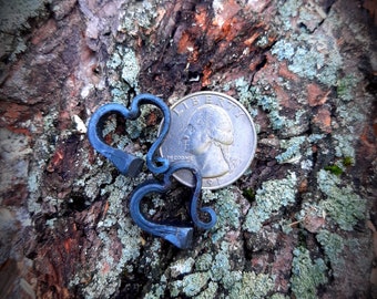 Horseshoe nail mini hearts hand forged