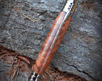 Civil War replica gun hand turned chechen burl gift pen