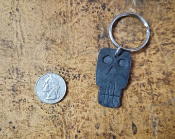 Hand forged Skull key ring