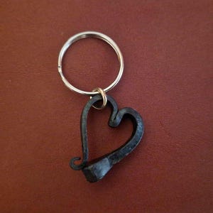 Forged Horseshoe Nail Heart Keyring