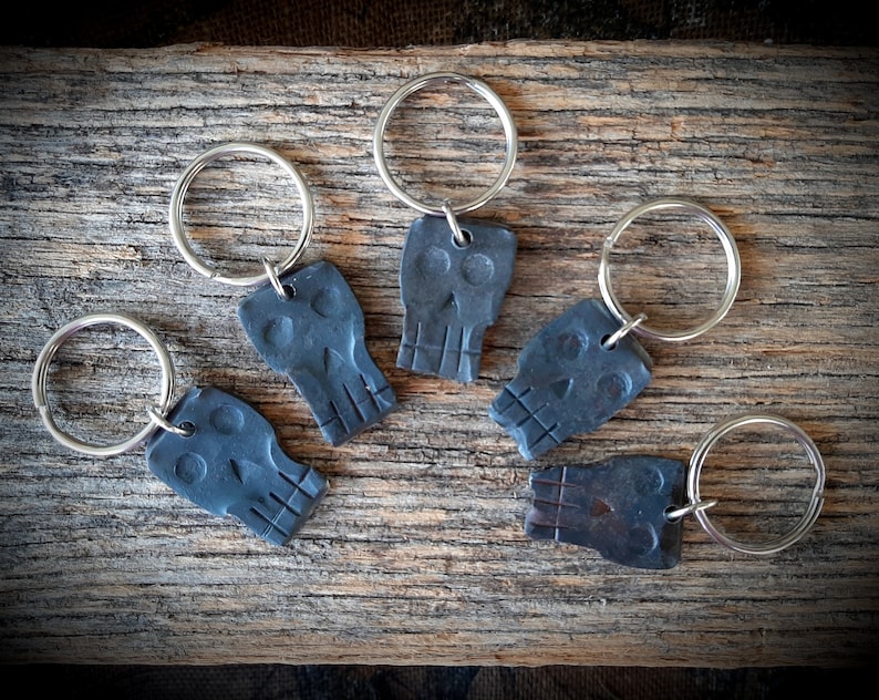 Hand Forged Skull Key Rings - Etsy