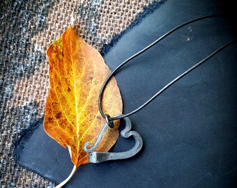 Horseshoe nail heart necklace