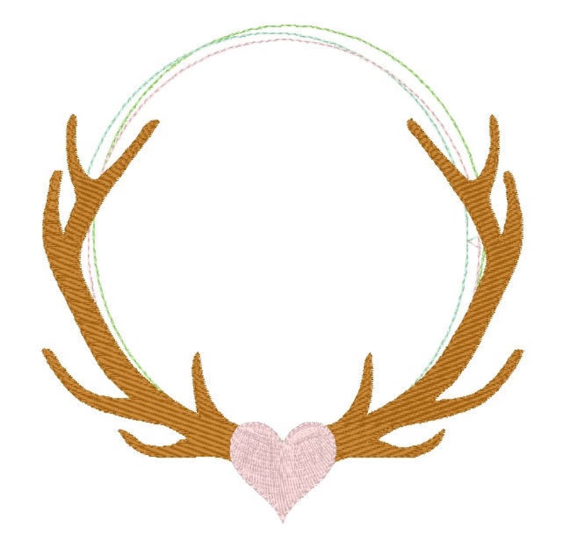 Antler Monogram Frame Machine Embroidery Design | Etsy