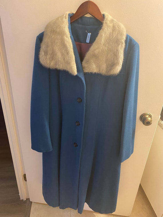 1960s 1970s Deep Blue Fur Collared Princess Coat - Gem
