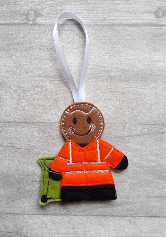 Dustbin Man Felt Gingerbread Dustbin Man Christmas Etsy