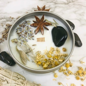 Protection Candle | Spiritual Healing | Black Tourmaline | Herbal Candle | Crystal Candle