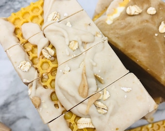 Oatmeal Milk and Honey Soap, Handmade Goat Milk Bar Soap, Colloidal Oats Honey, Turmeric Soap