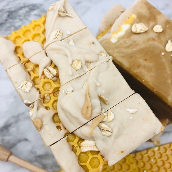 Oatmeal Milk and Honey Soap, Handmade Goat Milk Bar Soap, Colloidal Oats Honey, Turmeric Soap