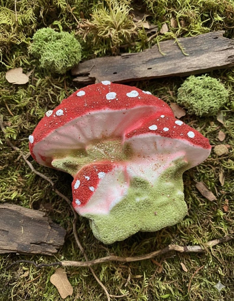 Mushroom bath bomb, mushroom gift, Cottagecore, Goblincore, rainbow inside image 1