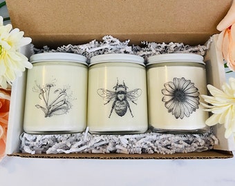 Botanical Candle Gift Set | Mother’s Day Gift | Soy Candle | 8oz Hand Poured Candle