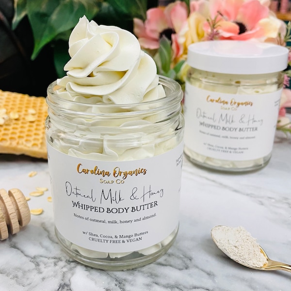 Deep Moisture Whipped Body Butter: Shea, Cocoa, Mango Butters, 70 Scents Available, Glowing Skin