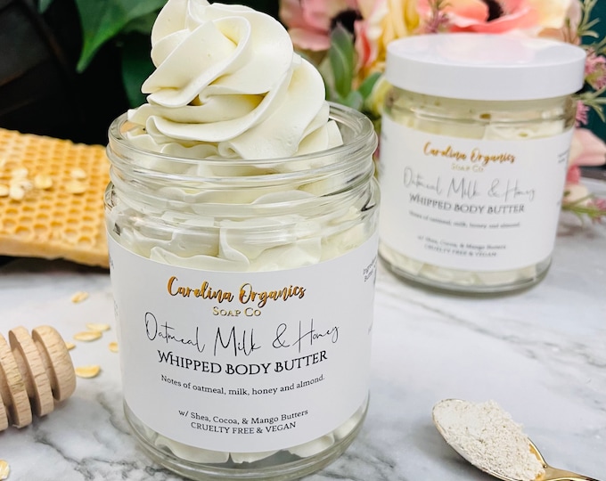 Deep Moisture Whipped Body Butter: Shea, Cocoa, Mango Butters, 70 Scents Available, Glowing Skin