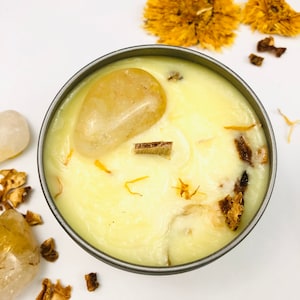 Energy Crystal Candle, Soy Wax Herb, Good Vibes