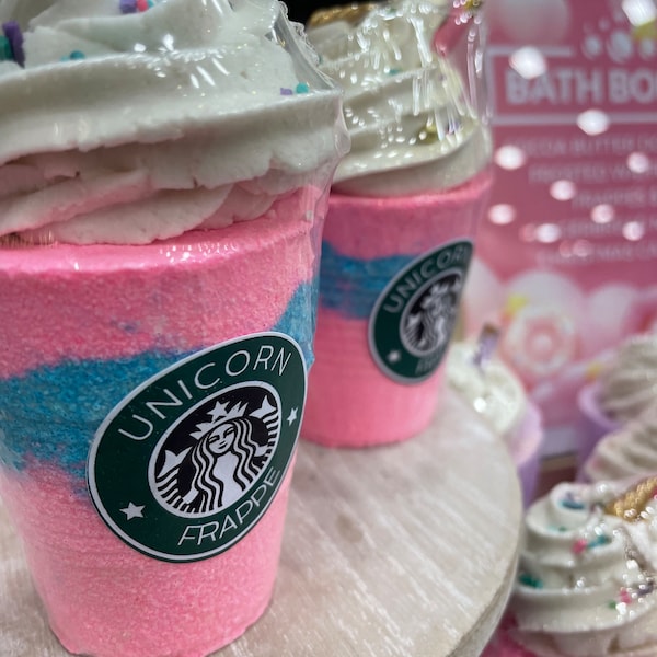 Unicorn Frappe Bath Bomb | Hot Pink Bath Bomb | Cocoa Butter Bubble Frosting