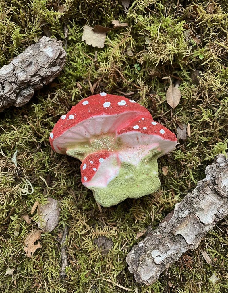 Mushroom bath bomb, mushroom gift, Cottagecore, Goblincore, rainbow inside image 2