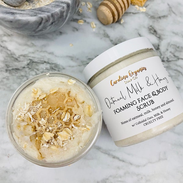 Oatmeal Milk and Honey Scrub, Oatmeal Scrub, Sugar Scrub, Self Care Gift