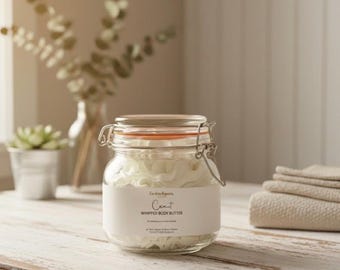 Large Organic Whipped Body Butter: Family Size Whipped Butters, Reusable Jar