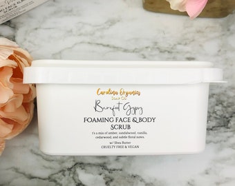 Family size face and body scrub, whipped soap, Clean Beauty, foaming face and body wash