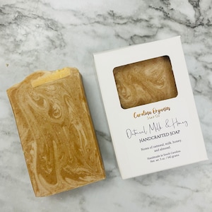 Savon au lait d&#39;avoine et au miel, pain de savon au lait de chèvre fait main, savon de suif, savon de curcuma