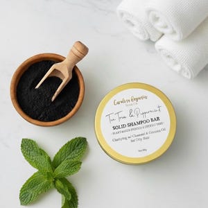Activated Charcoal Shampoo Bar: With Tea Tree and Peppermint for oily hair